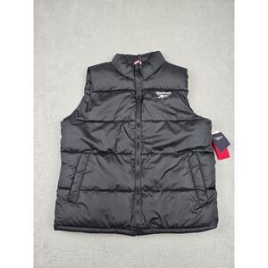 Reebok Vest Mens XL Black Quilted Insulated Puffer Zip Pockets Logo OMRB1104EC